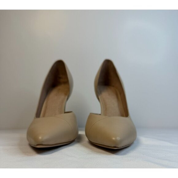 Halogen D'Orsay Heels Womens Size 9.5 Nude Leather Pointed Toe Stilettos Dressy - Picture 5 of 14